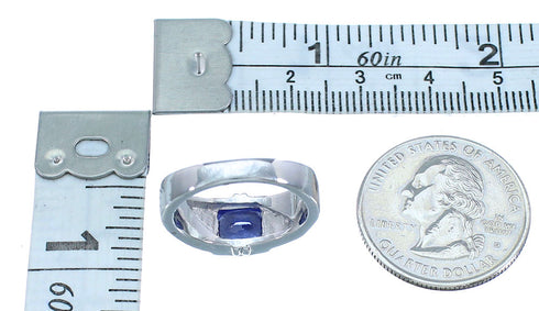 Silver Blue Opal Inlay And Tanzanite Ring Size 6-3/4 RS51268